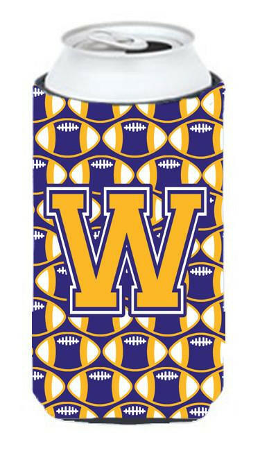 Letter W Football Purple and Gold Tall Boy Beverage Insulator Hugger CJ1064-WTBC by Caroline's Treasures