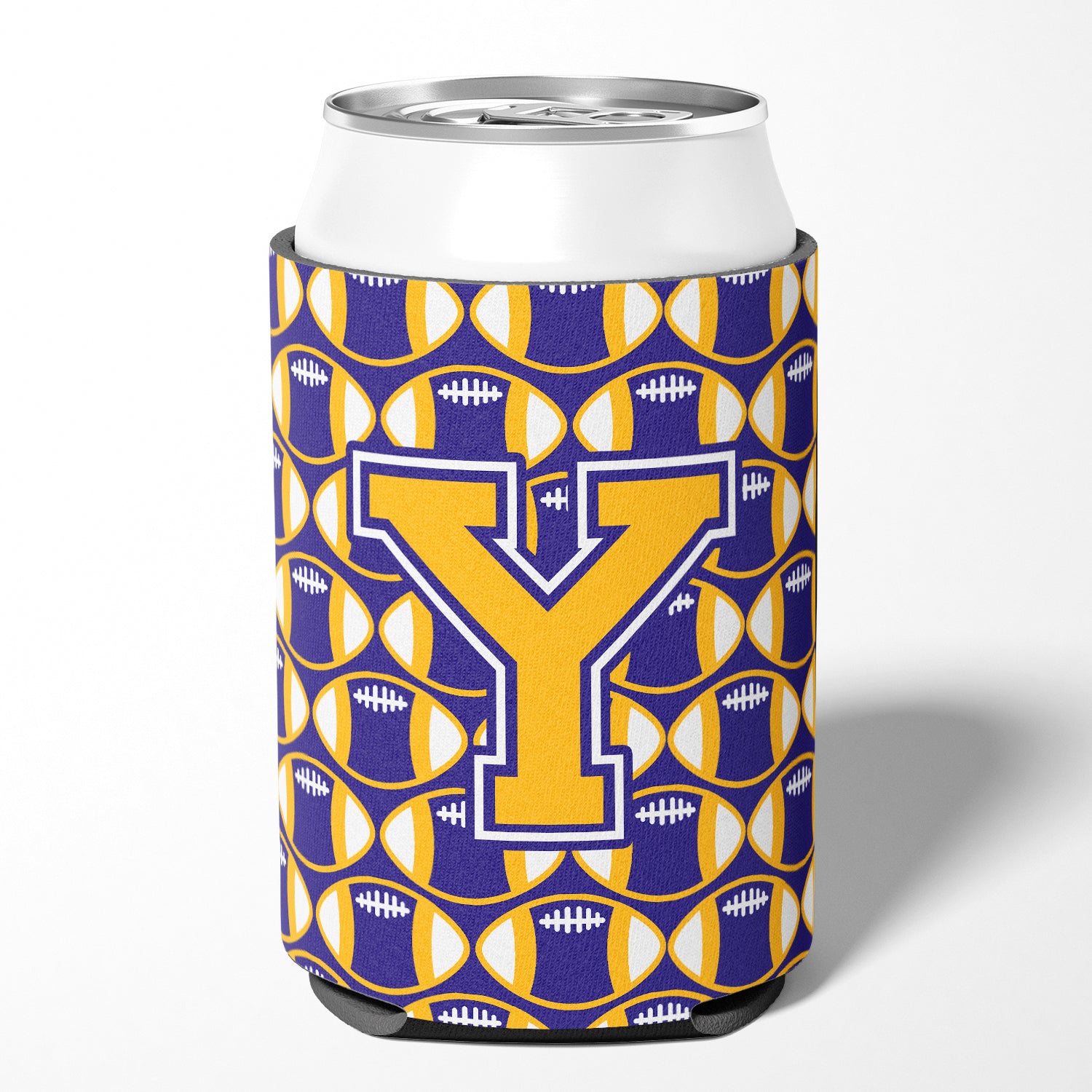 Letter Y Football Purple and Gold Can or Bottle Hugger CJ1064-YCC.