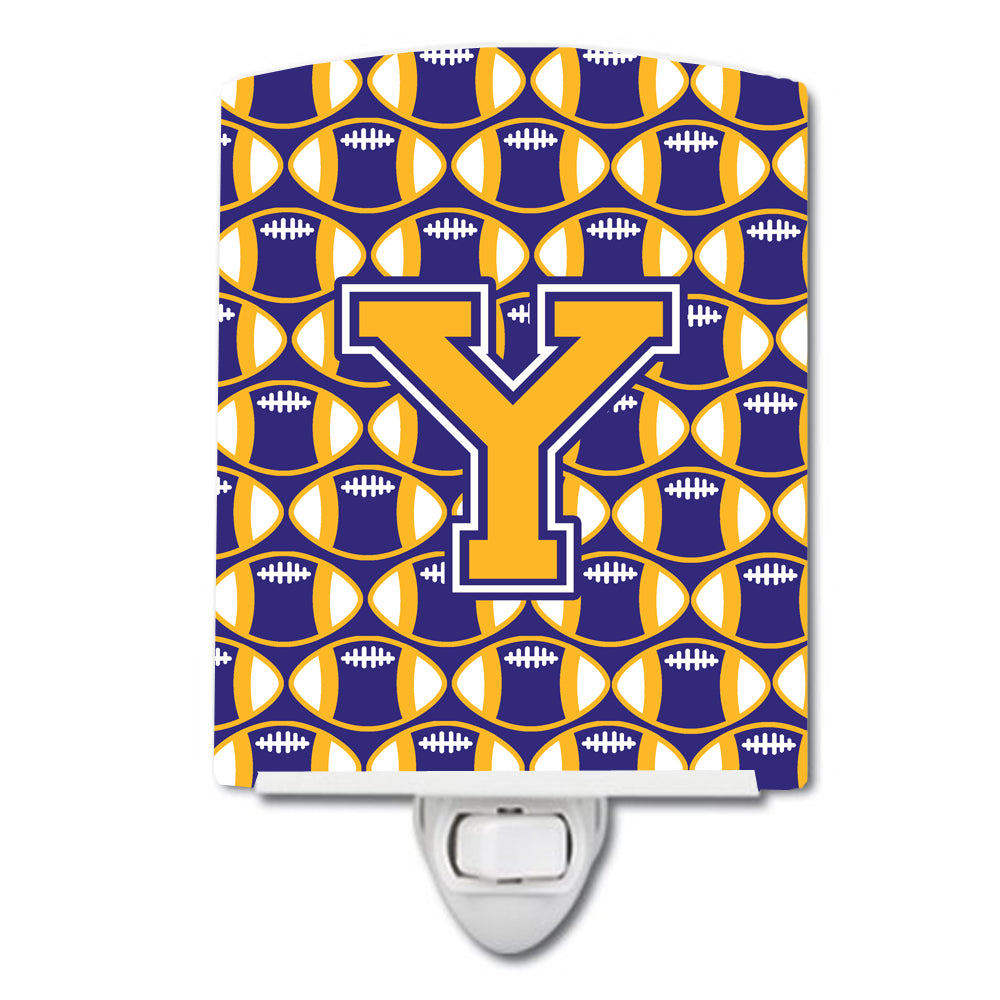 Letter Y Football Purple and Gold Ceramic Night Light CJ1064-YCNL - the-store.com