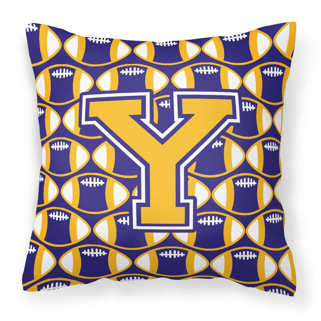 Letter Y Football Purple and Gold Fabric Decorative Pillow CJ1064-YPW1414 by Caroline's Treasures