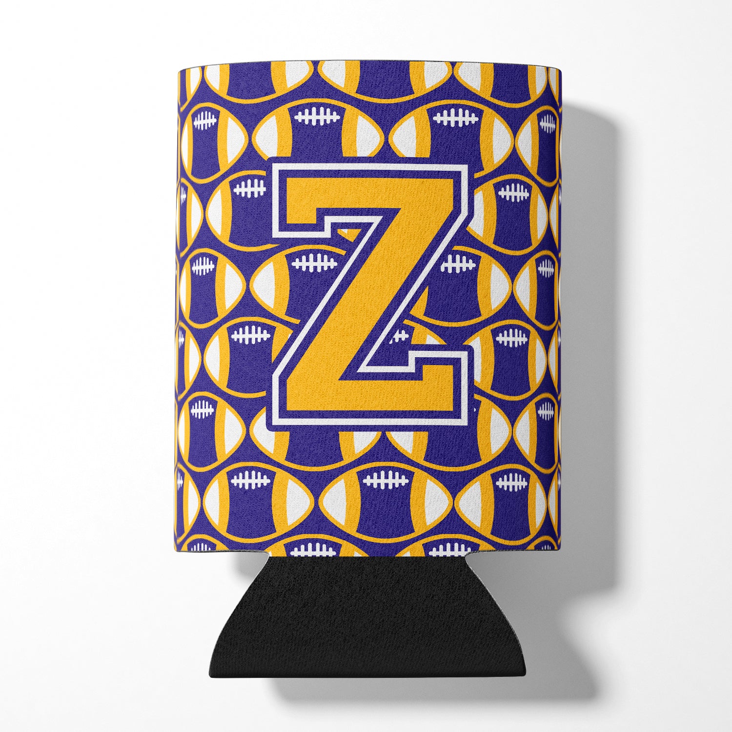 Letter Z Football Purple and Gold Can or Bottle Hugger CJ1064-ZCC.