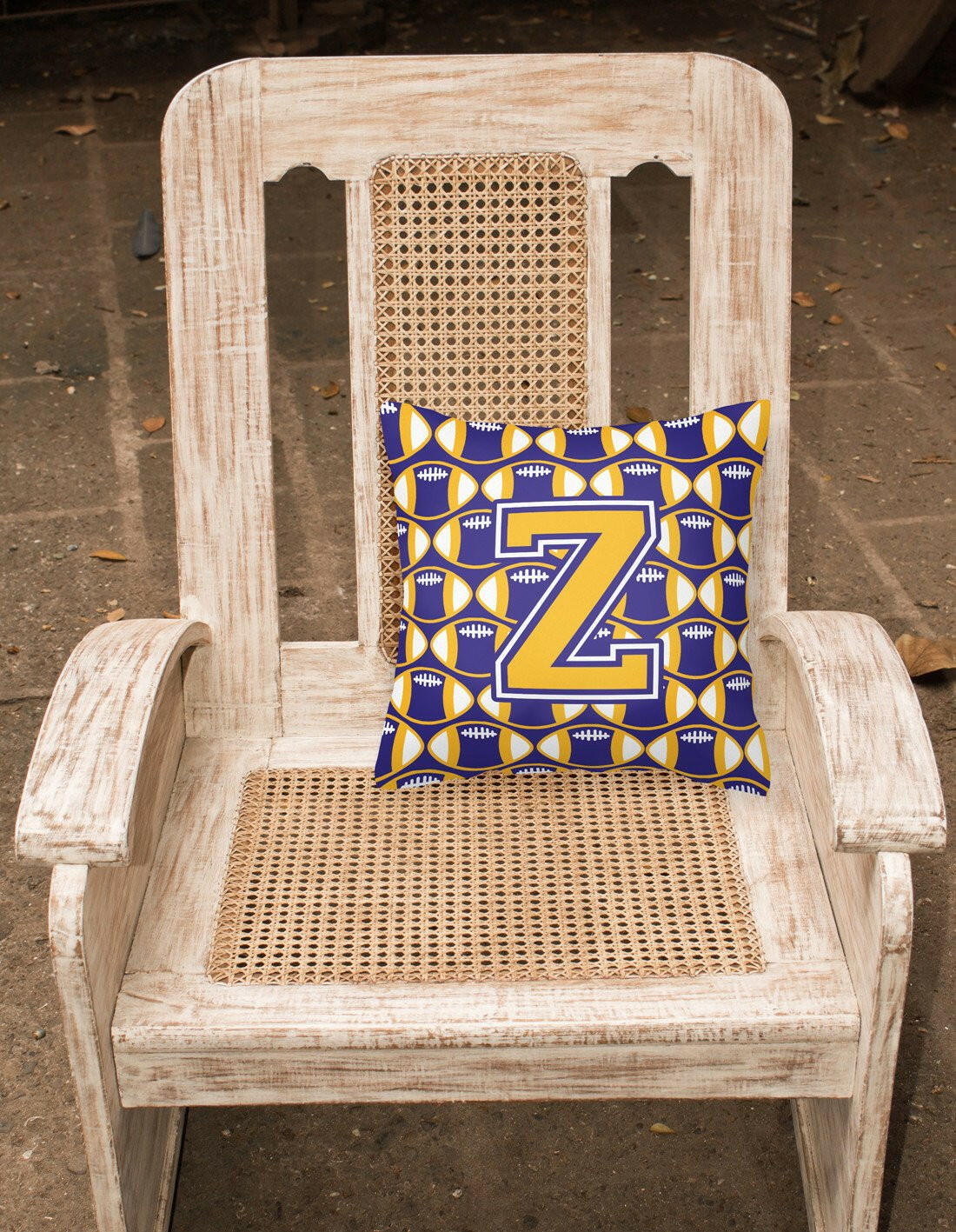 Letter Z Football Purple and Gold Fabric Decorative Pillow CJ1064-ZPW1414 by Caroline's Treasures