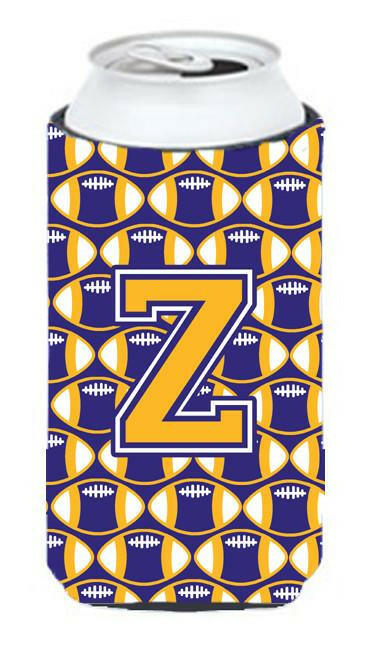 Letter Z Football Purple and Gold Tall Boy Beverage Insulator Hugger CJ1064-ZTBC by Caroline's Treasures