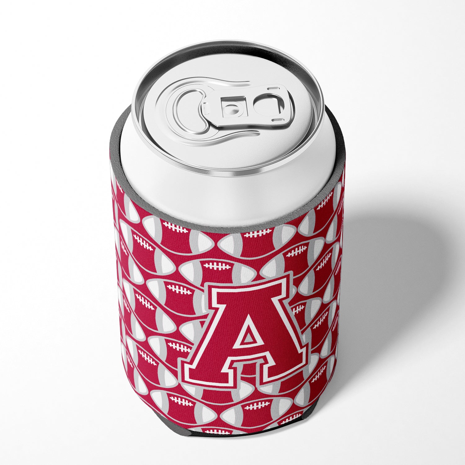 Letter A Football Crimson, grey and white Can or Bottle Hugger CJ1065-ACC.