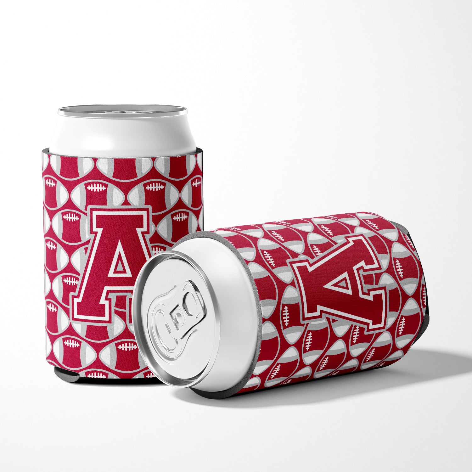 Letter A Football Crimson, grey and white Can or Bottle Hugger CJ1065-ACC.