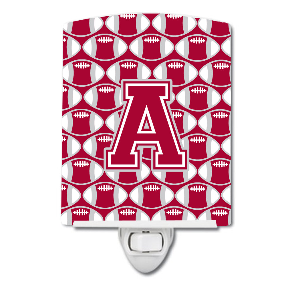 Letter A Football Crimson, grey and white Ceramic Night Light CJ1065-ACNL - the-store.com