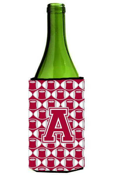 Letter A Football Crimson, grey and white Wine Bottle Beverage Insulator Hugger CJ1065-ALITERK by Caroline's Treasures