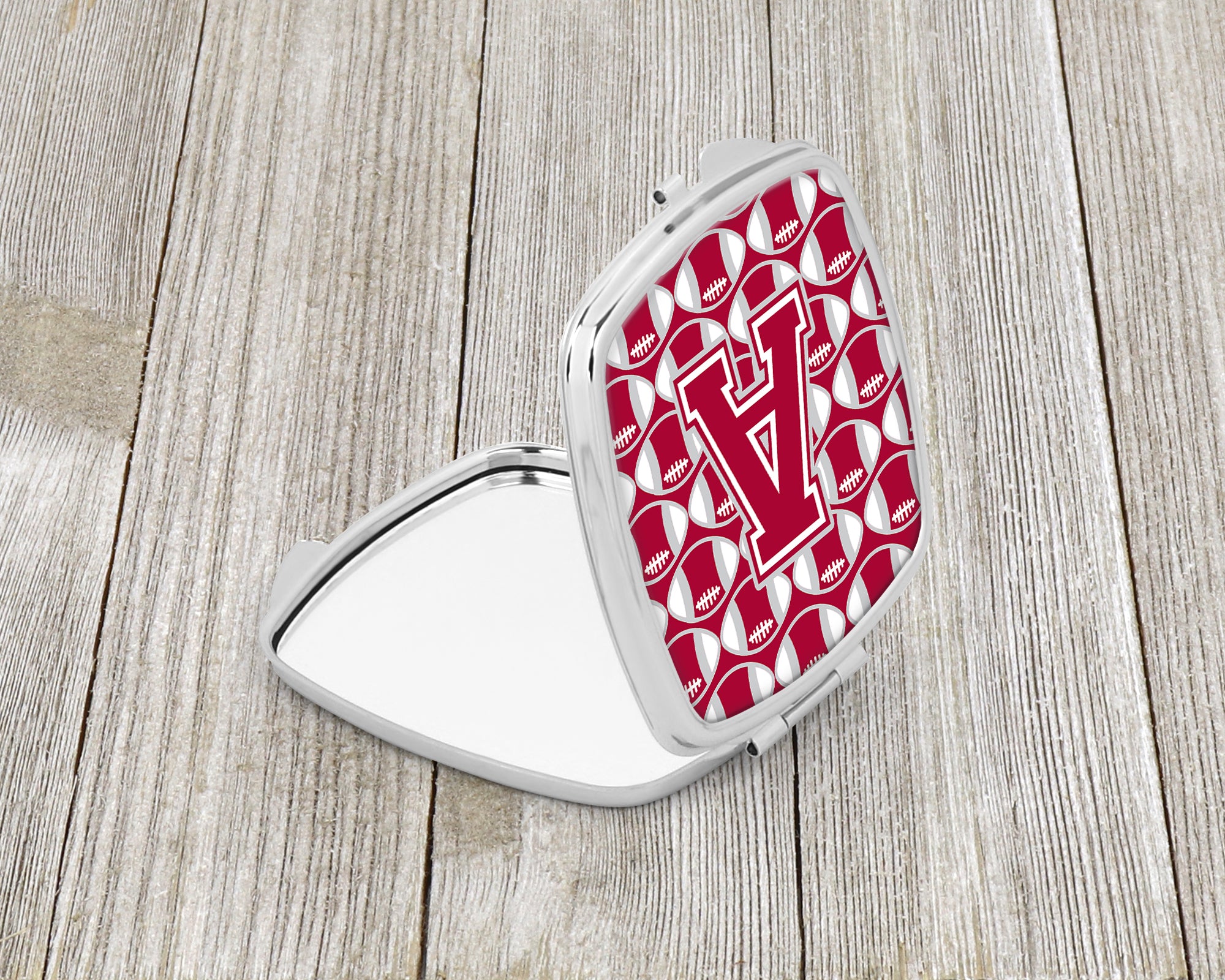 Letter A Football Crimson, grey and white Compact Mirror CJ1065-ASCM  the-store.com.