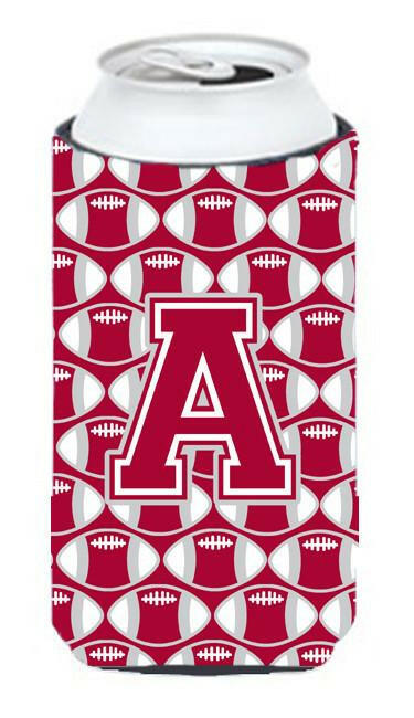 Letter A Football Crimson, grey and white Tall Boy Beverage Insulator Hugger CJ1065-ATBC by Caroline's Treasures