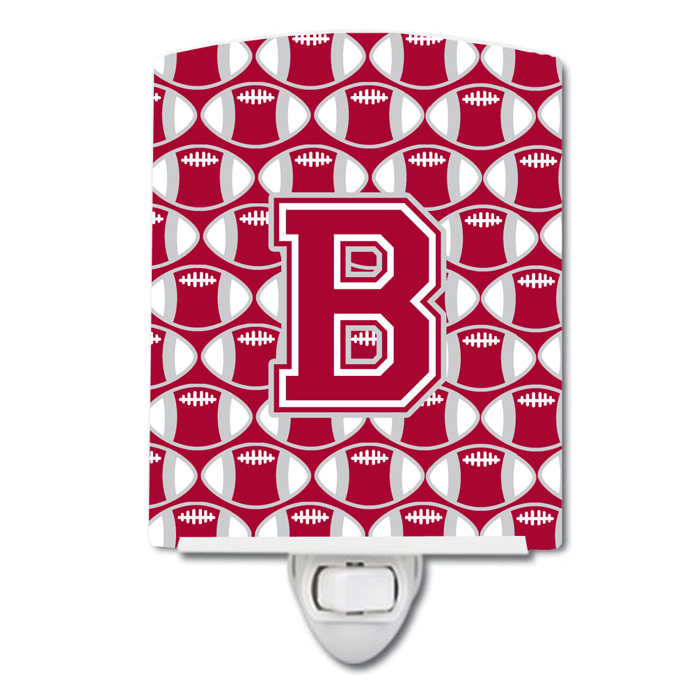 Letter B Football Crimson, grey and white Ceramic Night Light CJ1065-BCNL - the-store.com