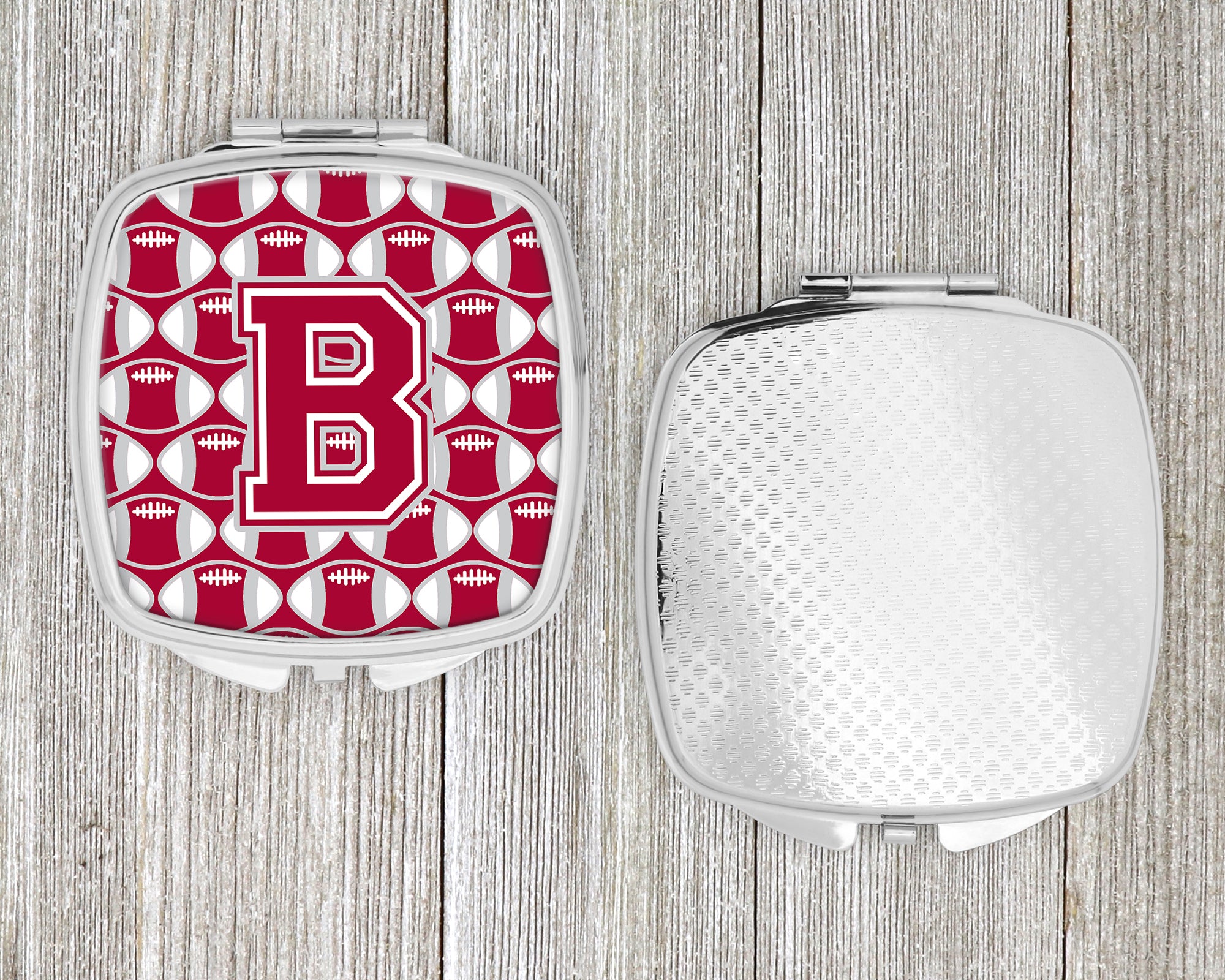 Letter B Football Crimson, grey and white Compact Mirror CJ1065-BSCM  the-store.com.