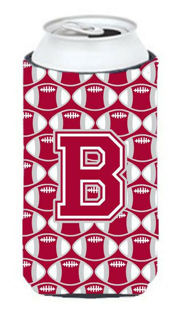 Letter B Football Crimson, grey and white Tall Boy Beverage Insulator Hugger CJ1065-BTBC by Caroline's Treasures