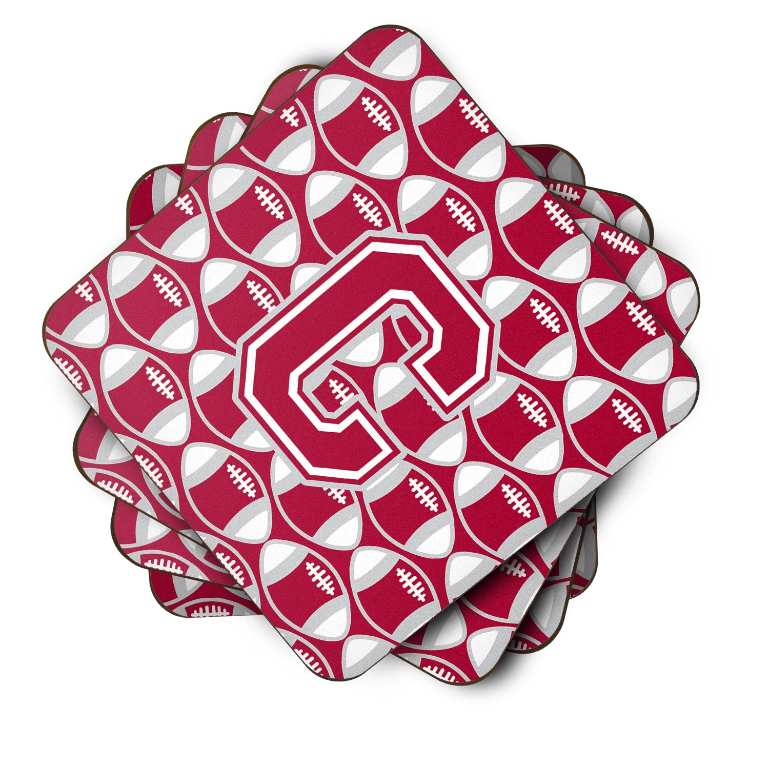 Letter C Football Crimson, grey and white Foam Coaster Set of 4 CJ1065-CFC - the-store.com