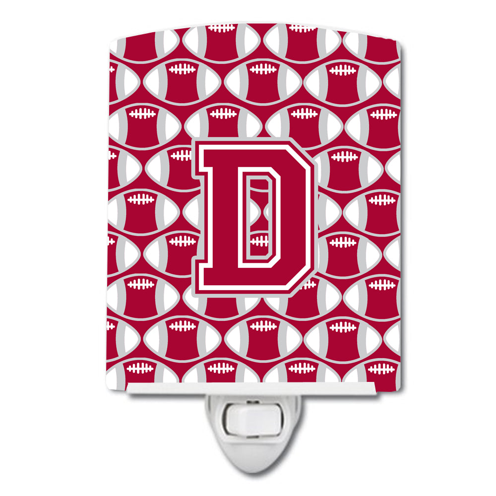 Letter D Football Crimson, grey and white Ceramic Night Light CJ1065-DCNL - the-store.com