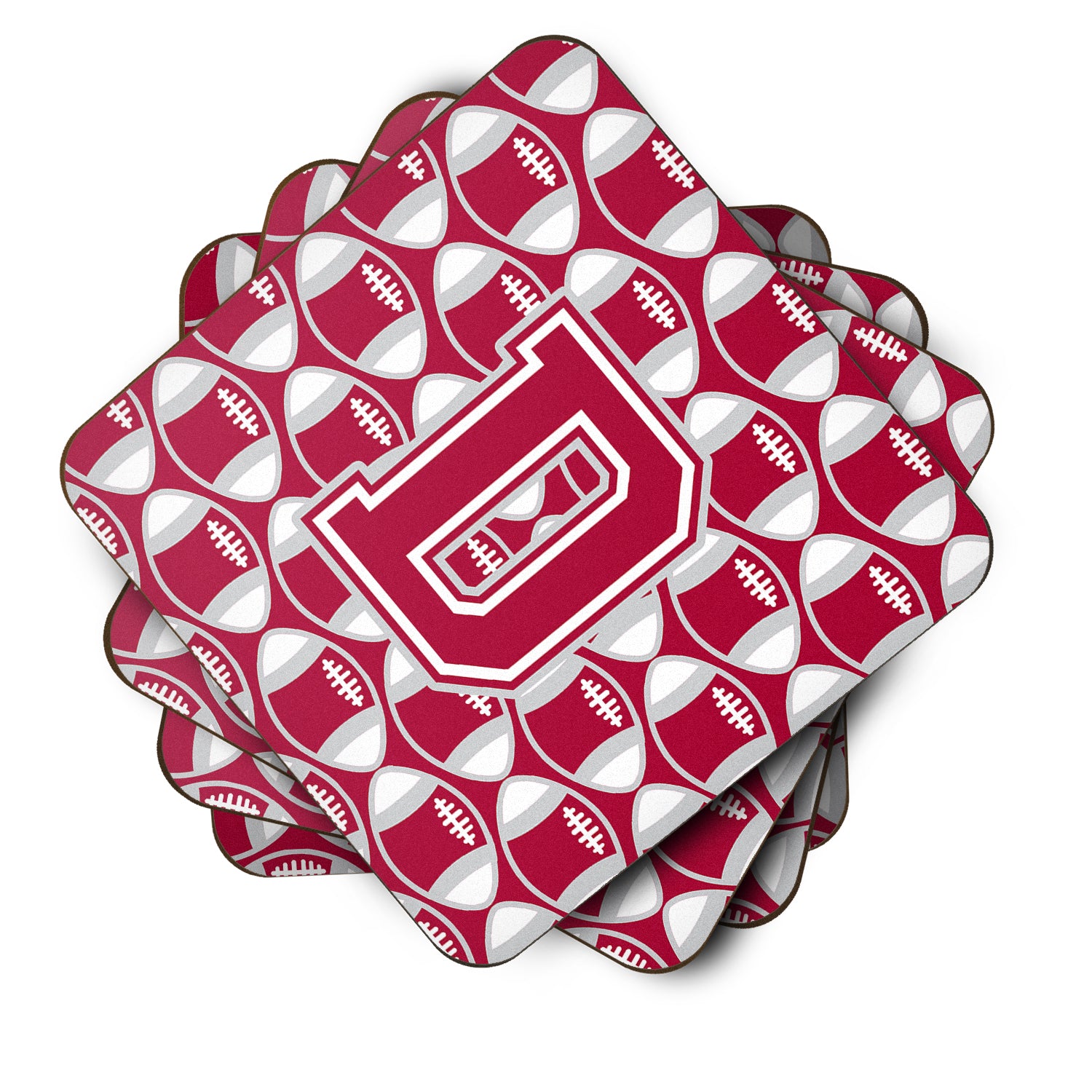 Letter D Football Crimson, grey and white Foam Coaster Set of 4 CJ1065-DFC - the-store.com