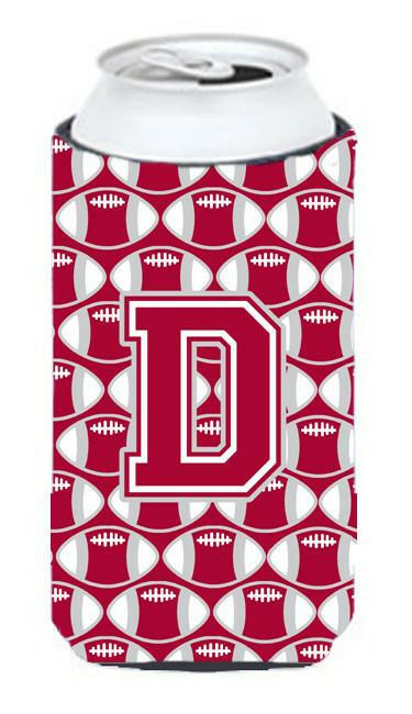 Letter D Football Crimson, grey and white Tall Boy Beverage Insulator Hugger CJ1065-DTBC by Caroline's Treasures