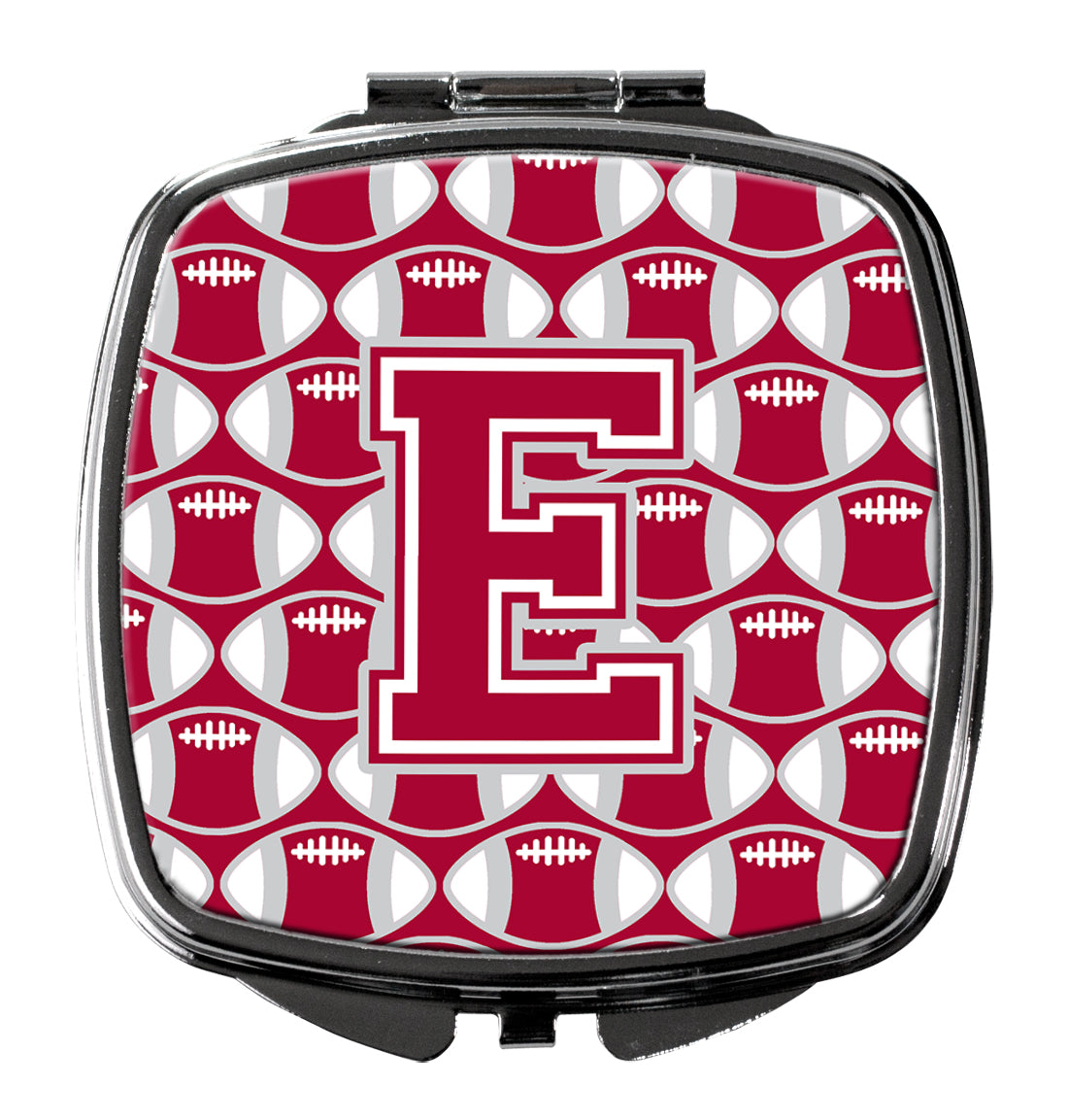 Letter E Football Crimson, grey and white Compact Mirror CJ1065-ESCM  the-store.com.