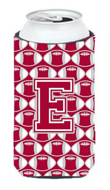 Letter E Football Crimson, grey and white Tall Boy Beverage Insulator Hugger CJ1065-ETBC by Caroline's Treasures