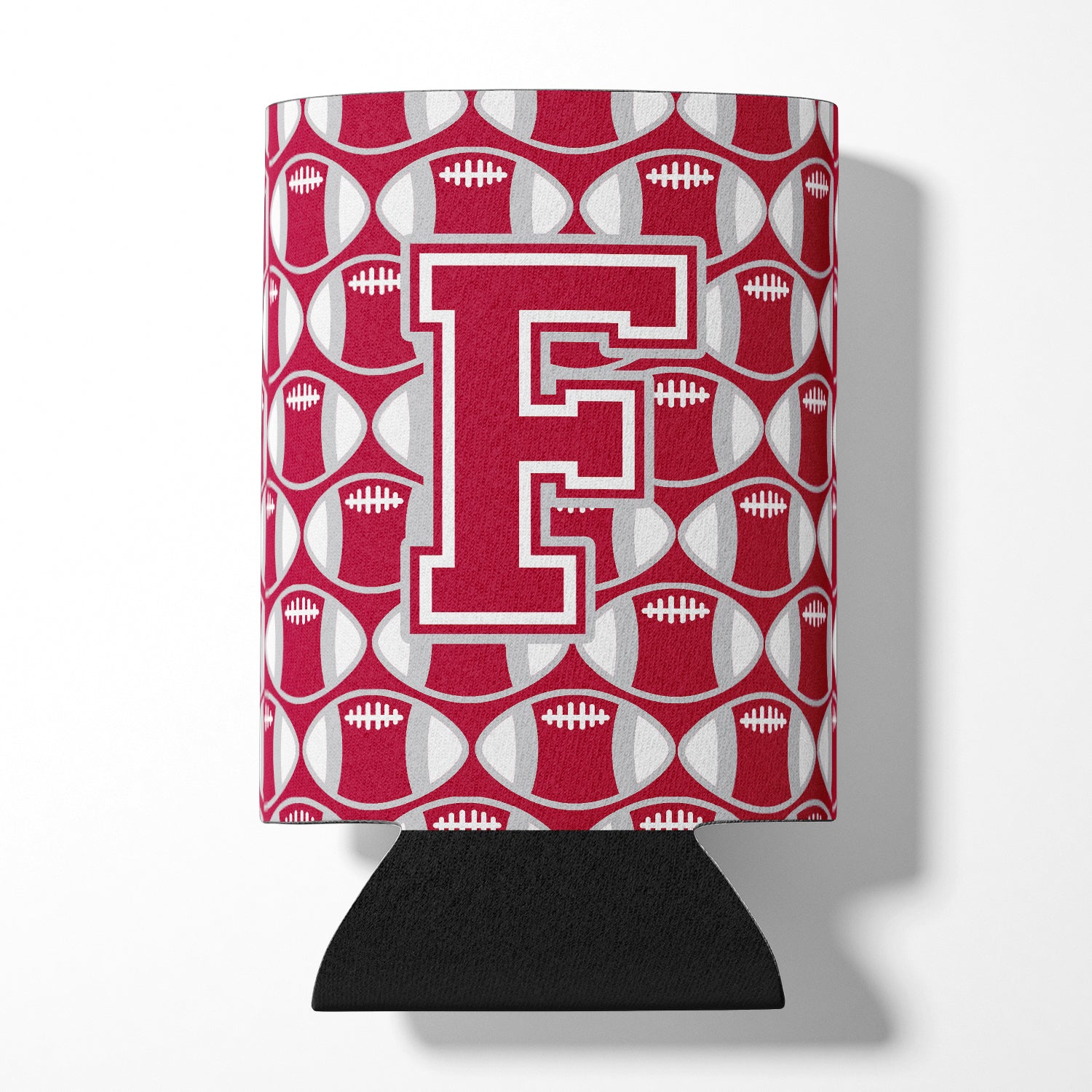 Letter F Football Crimson, grey and white Can or Bottle Hugger CJ1065-FCC.