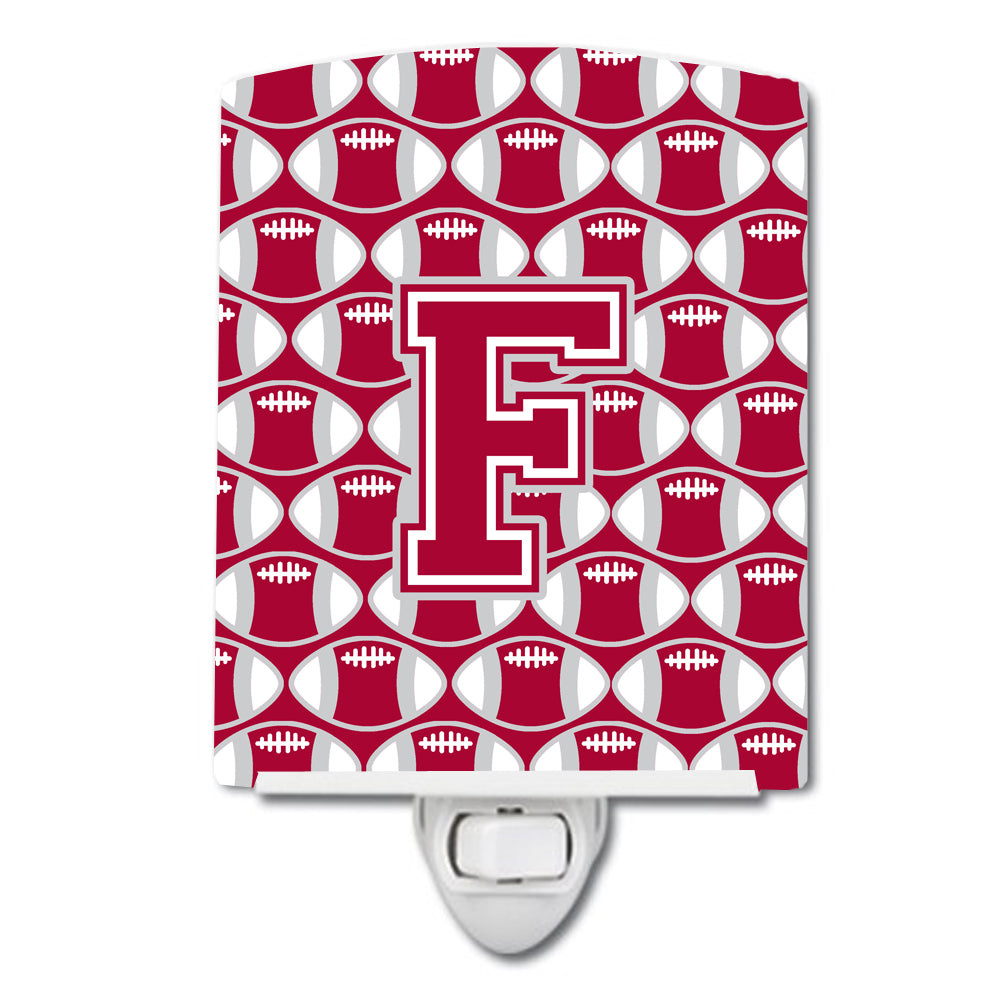 Letter F Football Crimson, grey and white Ceramic Night Light CJ1065-FCNL - the-store.com