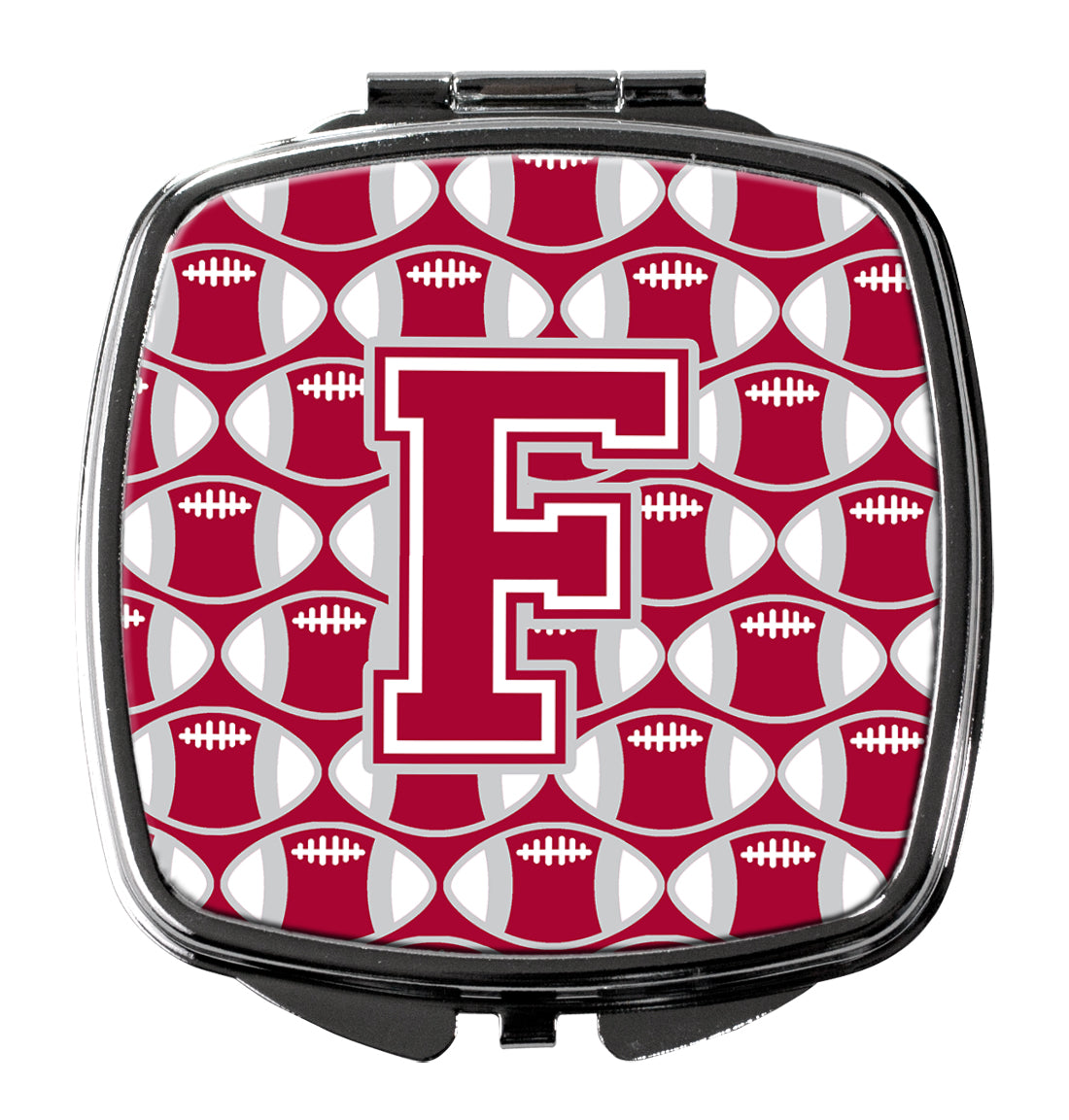 Letter F Football Crimson, grey and white Compact Mirror CJ1065-FSCM  the-store.com.