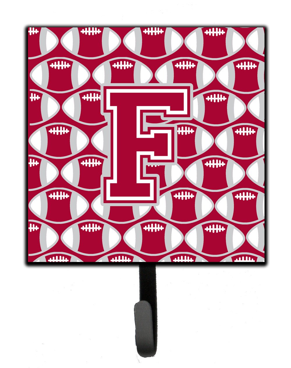 Letter F Football Crimson, grey and white Leash or Key Holder CJ1065-FSH4 by Caroline&#39;s Treasures