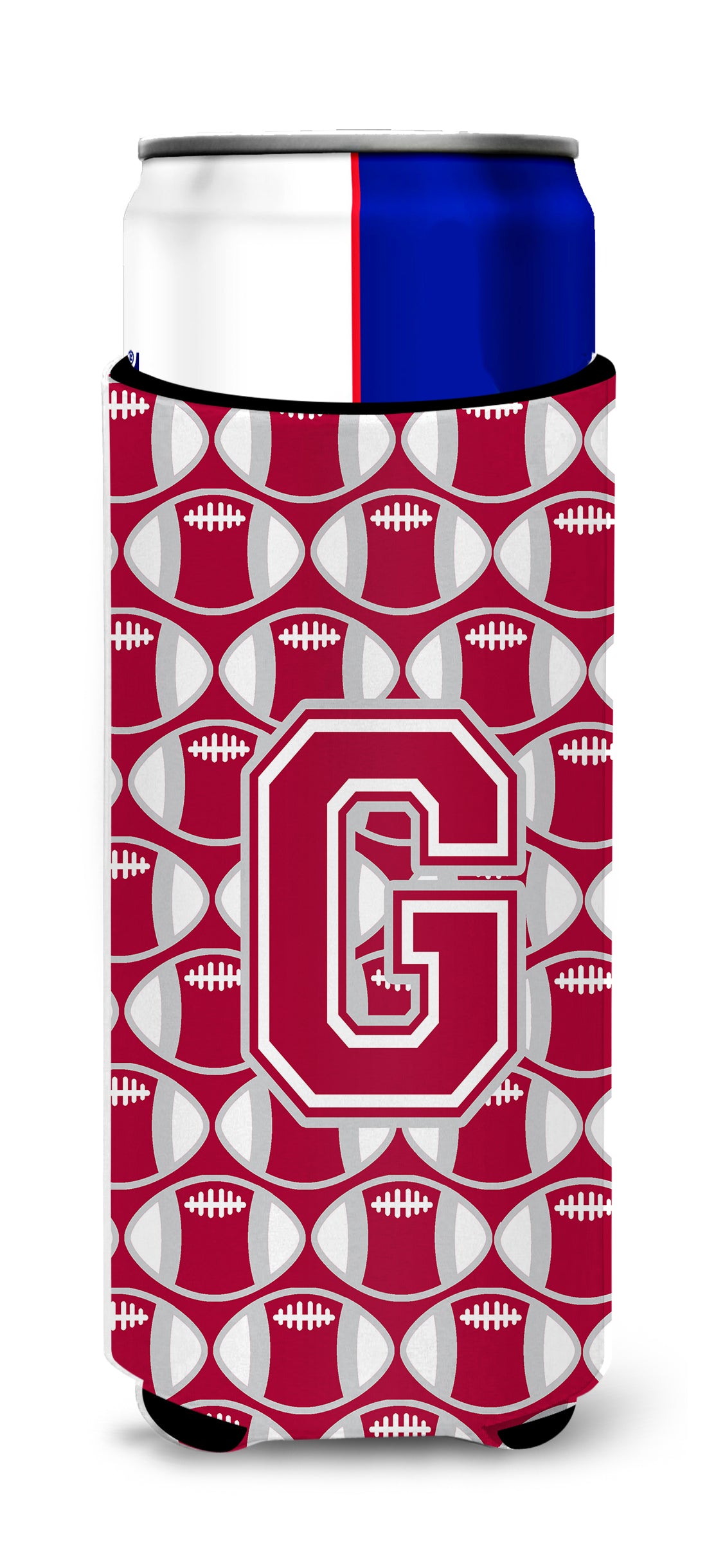 Letter G Football Crimson, grey and white Ultra Beverage Insulators for slim cans CJ1065-GMUK.