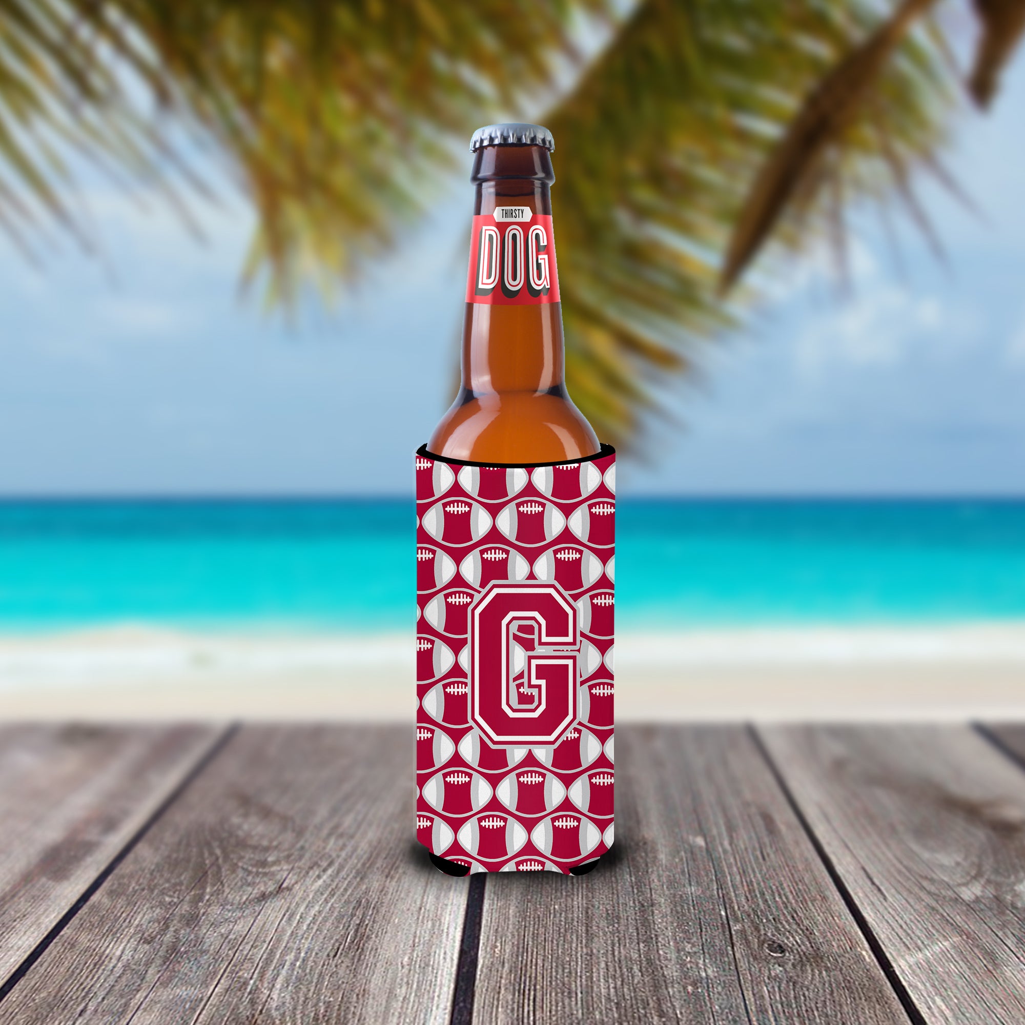 Letter G Football Crimson, grey and white Ultra Beverage Insulators for slim cans CJ1065-GMUK.