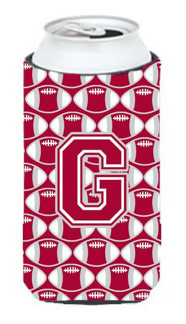 Letter G Football Crimson, grey and white Tall Boy Beverage Insulator Hugger CJ1065-GTBC by Caroline&#39;s Treasures