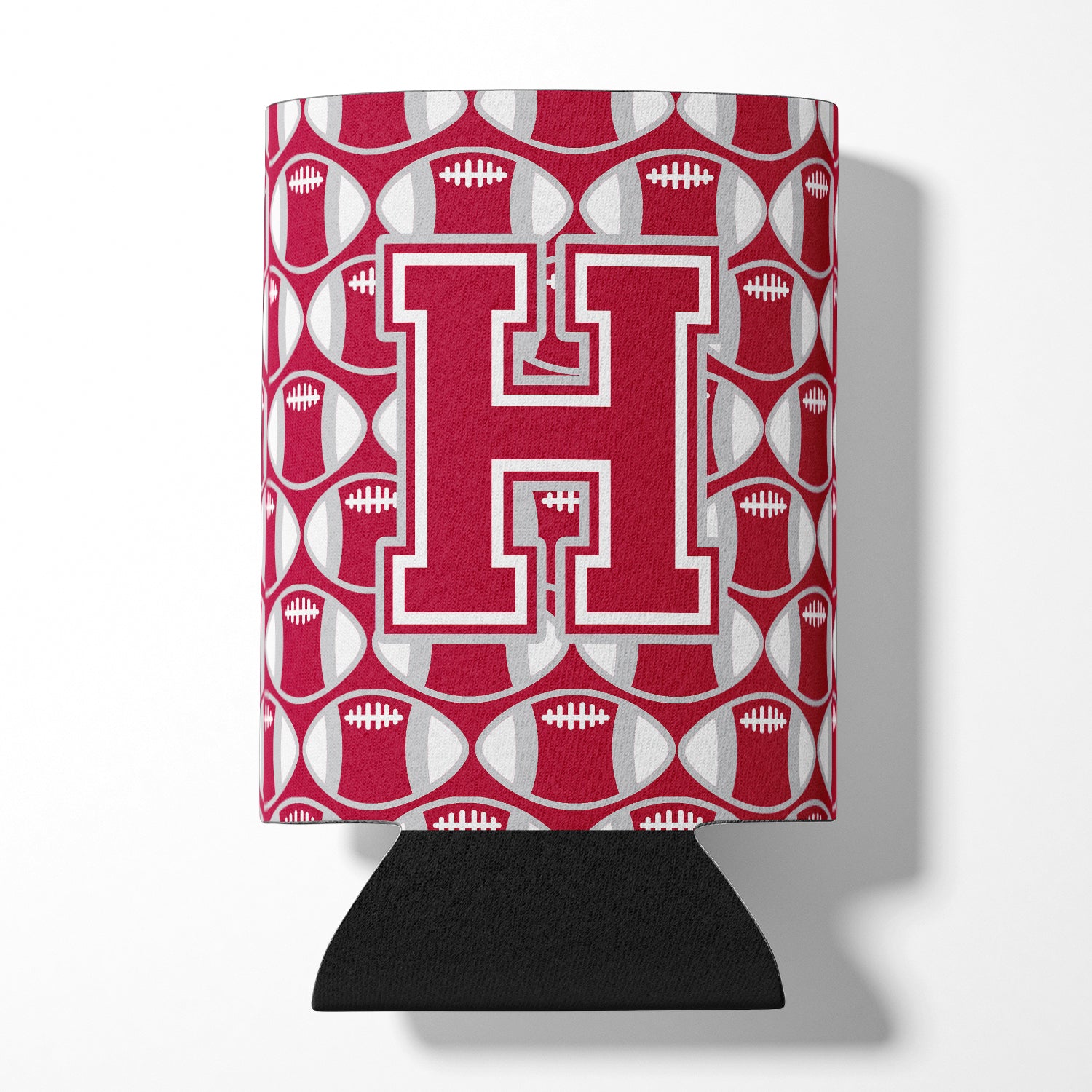 Letter H Football Crimson, grey and white Can or Bottle Hugger CJ1065-HCC.