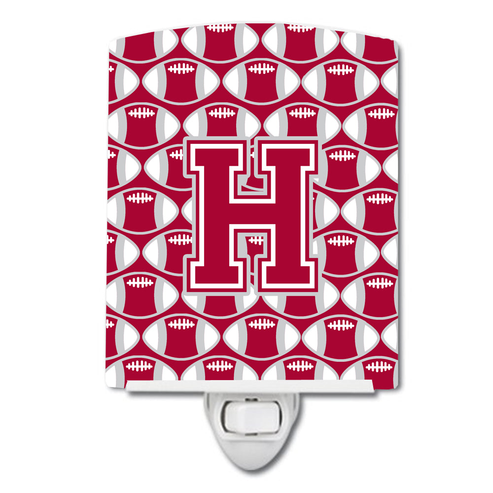 Letter H Football Crimson, grey and white Ceramic Night Light CJ1065-HCNL - the-store.com