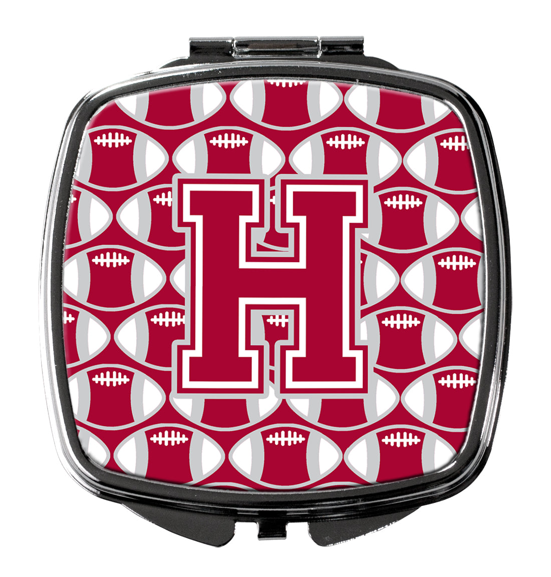 Letter H Football Crimson, grey and white Compact Mirror CJ1065-HSCM  the-store.com.