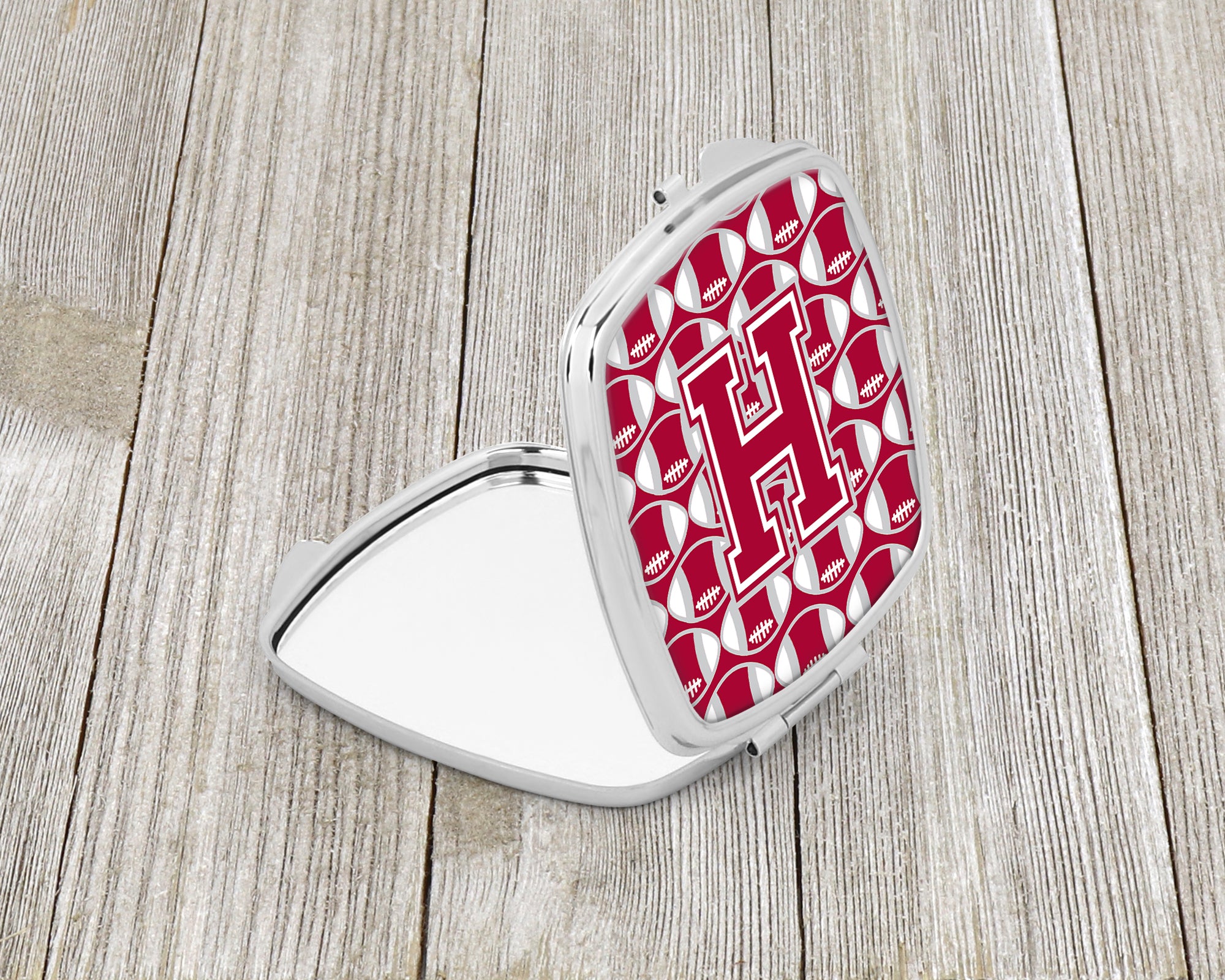 Letter H Football Crimson, grey and white Compact Mirror CJ1065-HSCM  the-store.com.