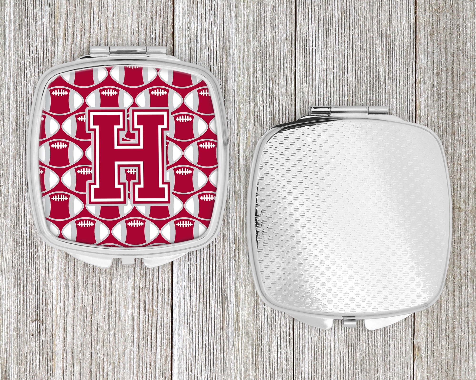 Letter H Football Crimson, grey and white Compact Mirror CJ1065-HSCM  the-store.com.