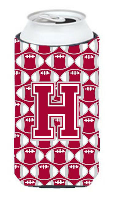 Letter H Football Crimson, grey and white Tall Boy Beverage Insulator Hugger CJ1065-HTBC by Caroline's Treasures