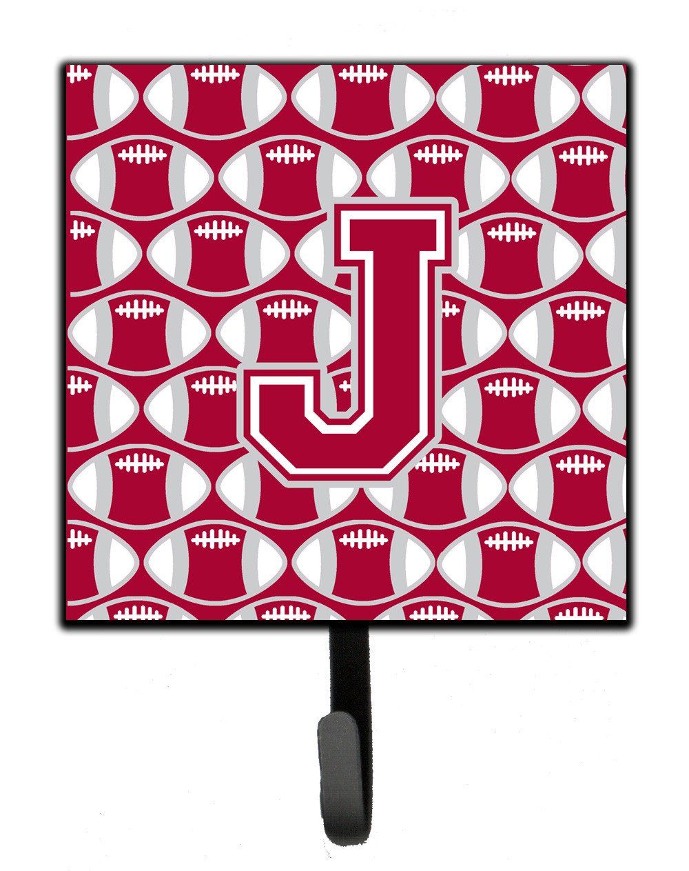 Letter J Football Crimson, grey and white Leash or Key Holder CJ1065-JSH4 by Caroline's Treasures