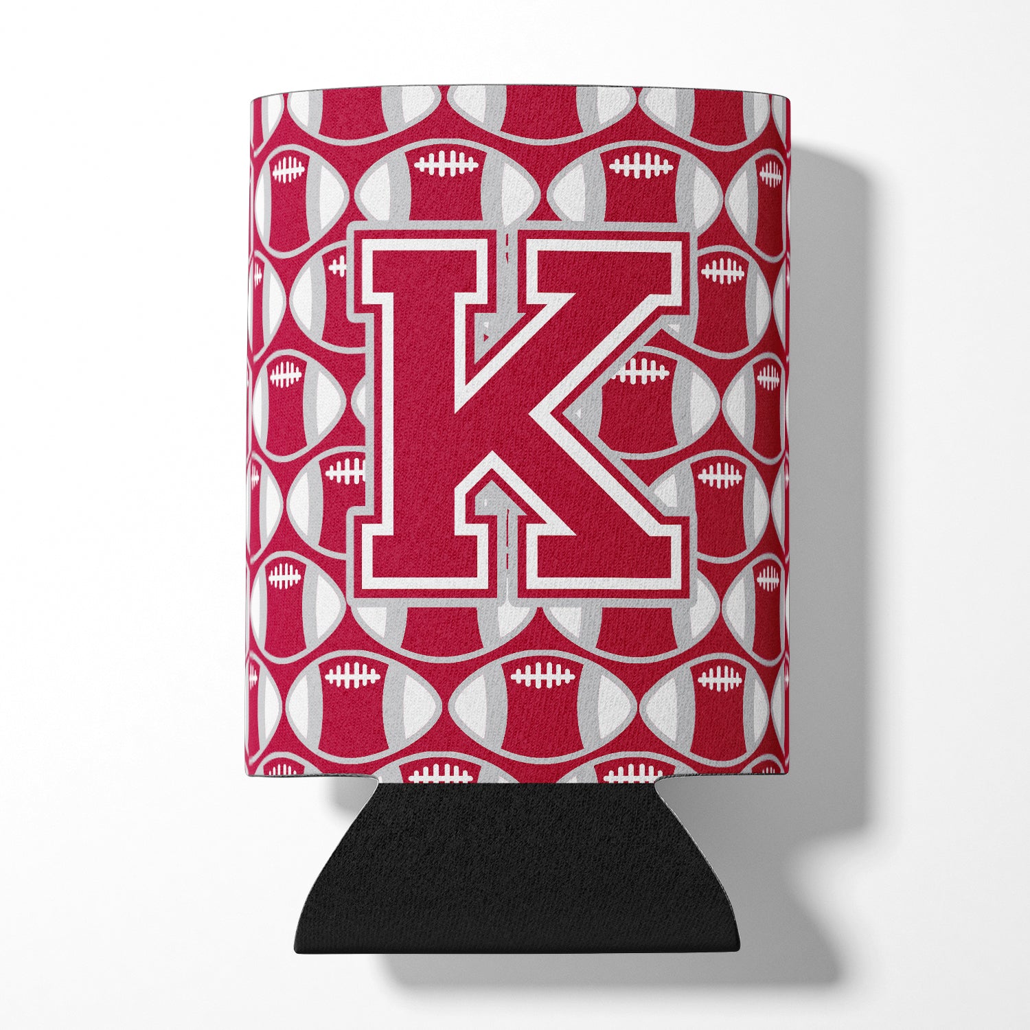 Letter K Football Crimson, grey and white Can or Bottle Hugger CJ1065-KCC.