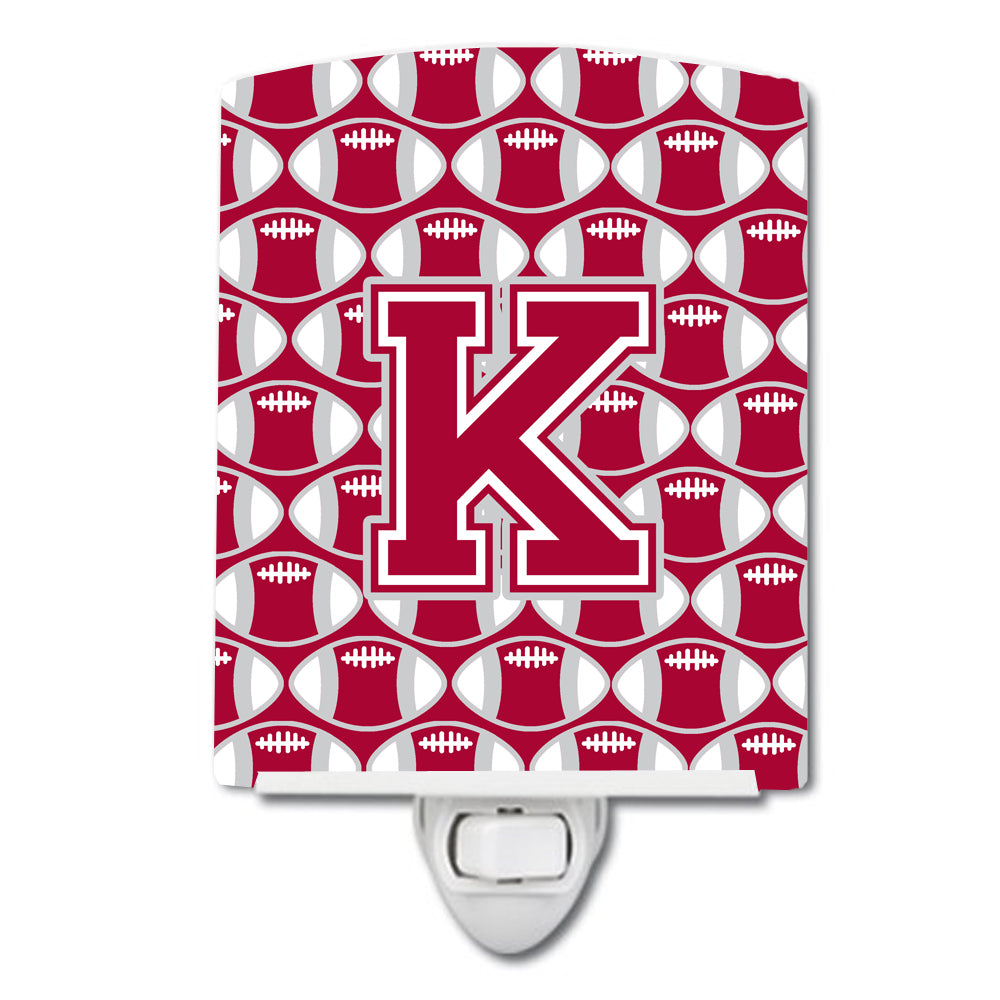 Letter K Football Crimson, grey and white Ceramic Night Light CJ1065-KCNL - the-store.com