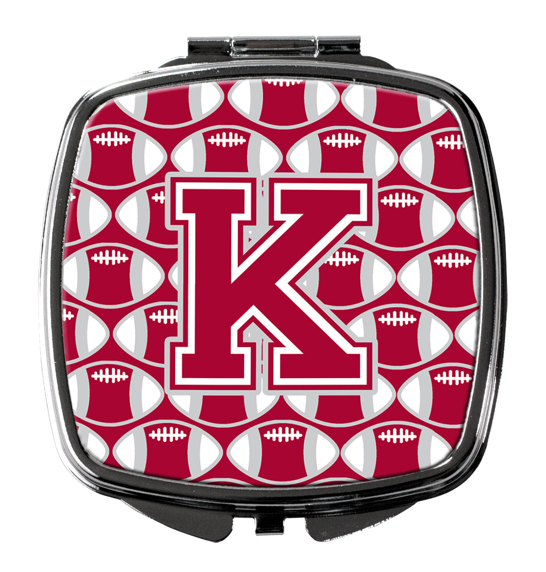 Letter K Football Crimson, grey and white Compact Mirror CJ1065-KSCM  the-store.com.