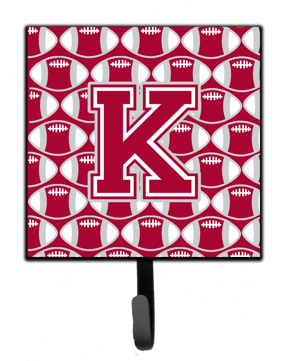 Letter K Football Crimson, grey and white Leash or Key Holder CJ1065-KSH4 by Caroline's Treasures