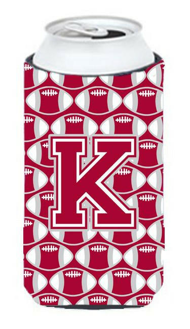 Letter K Football Crimson, grey and white Tall Boy Beverage Insulator Hugger CJ1065-KTBC by Caroline's Treasures