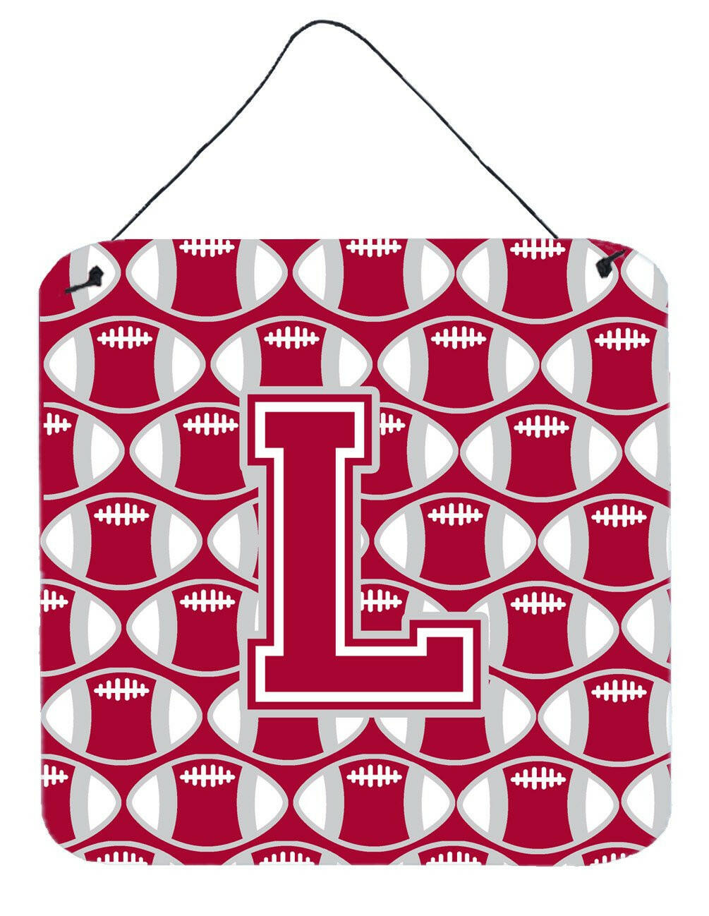 Letter L Football Crimson, grey and white Wall or Door Hanging Prints CJ1065-LDS66 by Caroline&#39;s Treasures