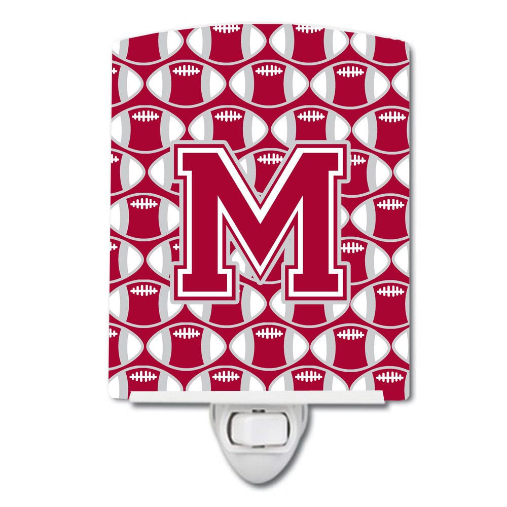 Letter M Football Crimson, grey and white Ceramic Night Light CJ1065-MCNL - the-store.com