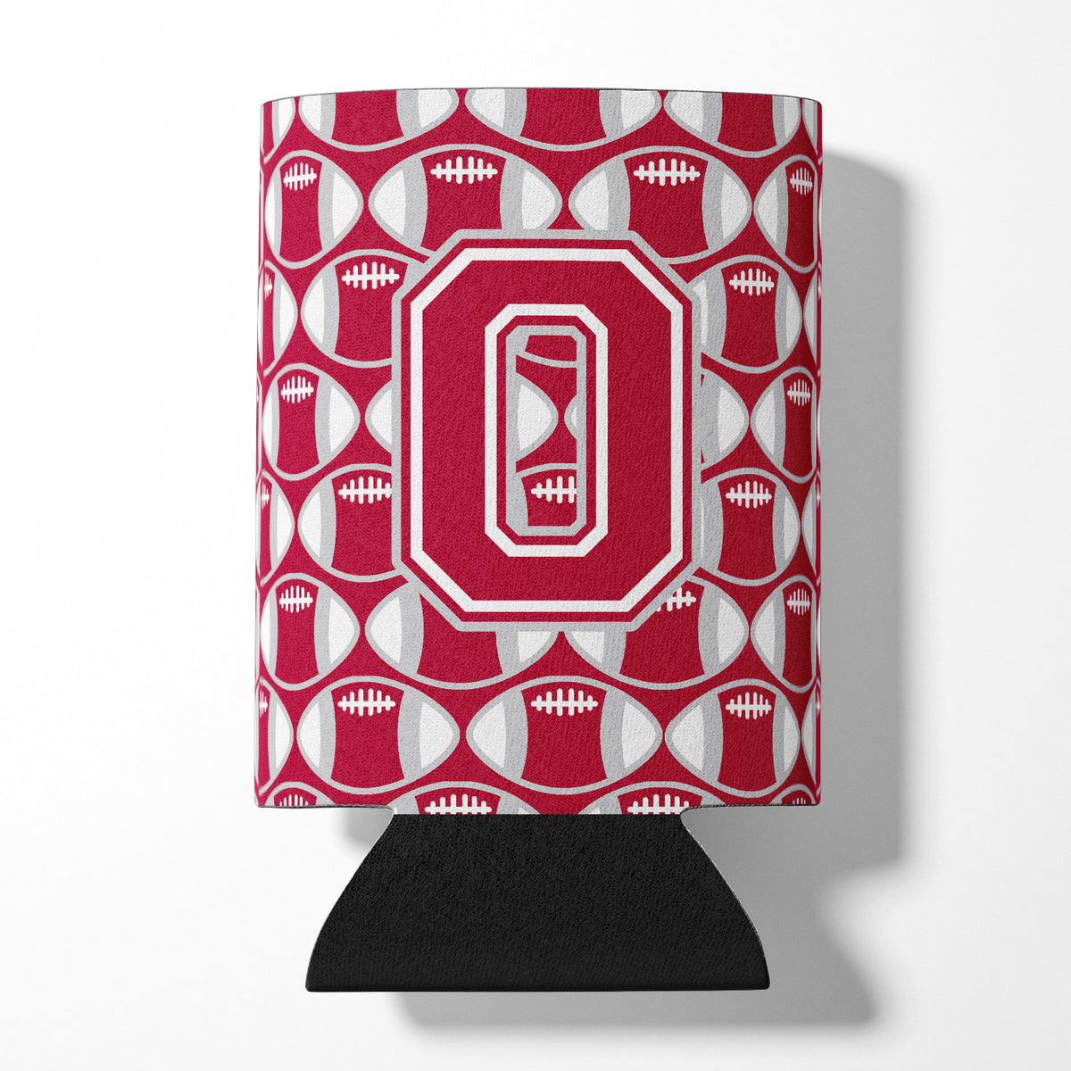 Letter O Football Crimson, grey and white Can or Bottle Hugger CJ1065-OCC.