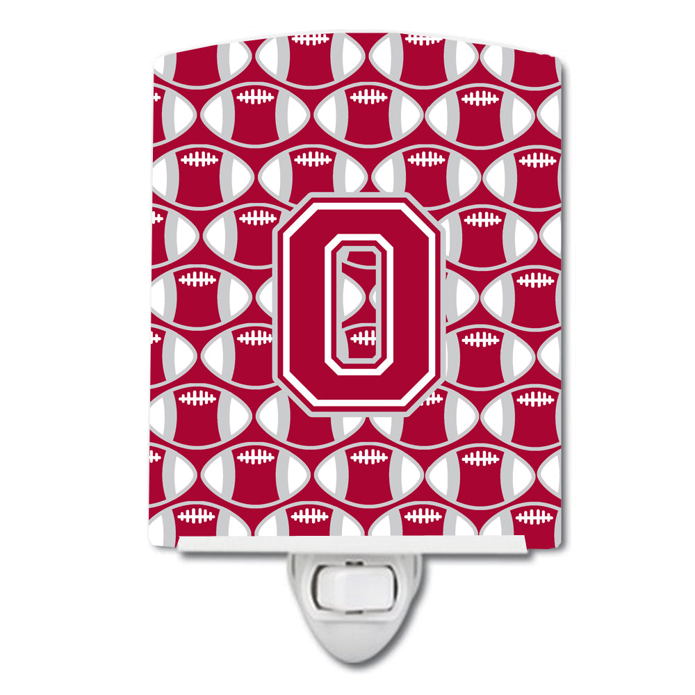 Letter O Football Crimson, grey and white Ceramic Night Light CJ1065-OCNL - the-store.com