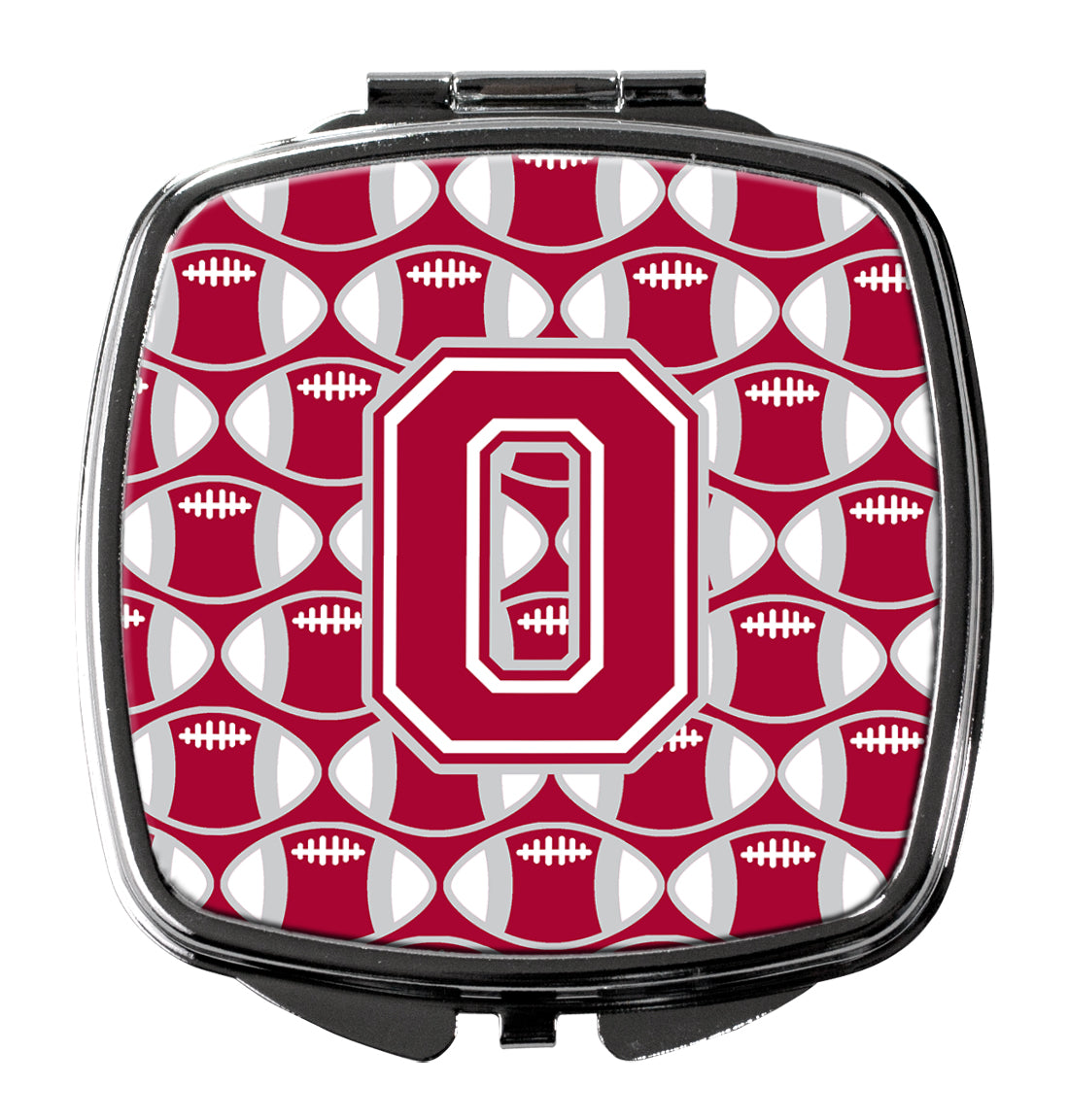 Letter O Football Crimson, grey and white Compact Mirror CJ1065-OSCM  the-store.com.