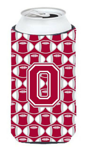 Letter O Football Crimson, grey and white Tall Boy Beverage Insulator Hugger CJ1065-OTBC by Caroline's Treasures