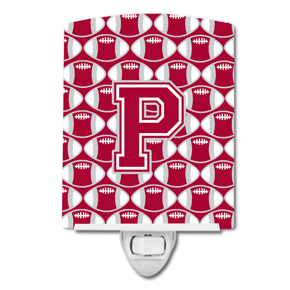 Letter P Football Crimson, grey and white Ceramic Night Light CJ1065-PCNL - the-store.com