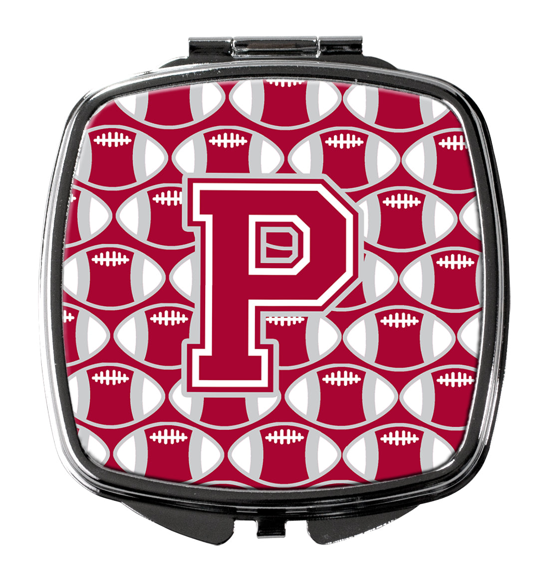 Letter P Football Crimson, grey and white Compact Mirror CJ1065-PSCM  the-store.com.