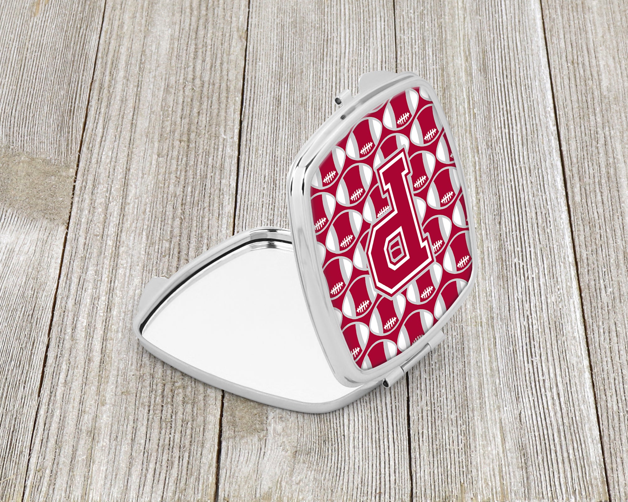 Letter P Football Crimson, grey and white Compact Mirror CJ1065-PSCM  the-store.com.